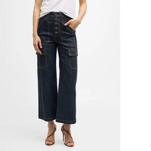 NWT CINQ A SEPT cargo benji denim pants in indigo (sz12)